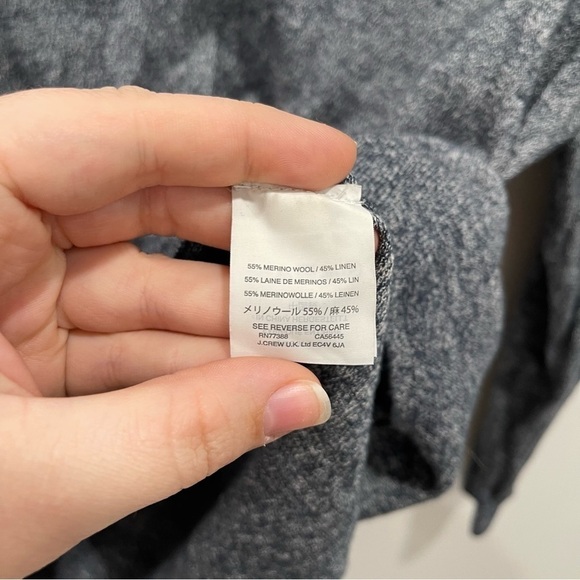 J. Crew V-Neck Side Slit Pullover Sweater Merino Wool Linen Blend XS Blue - Picture 8 of 10